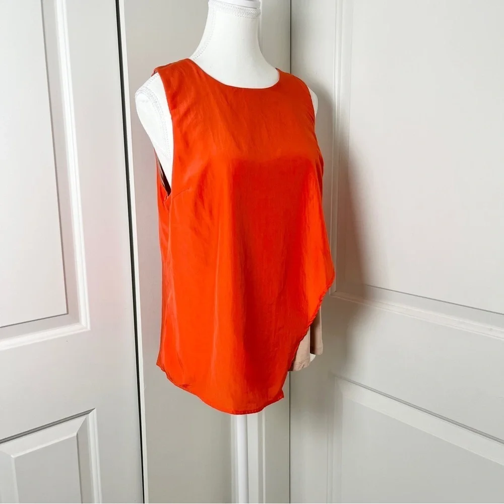 Anthropologie Bordeaux Orange Asymmetrical Colorblock Sleeveless Blouse – Medium - Picture 3 of 11
